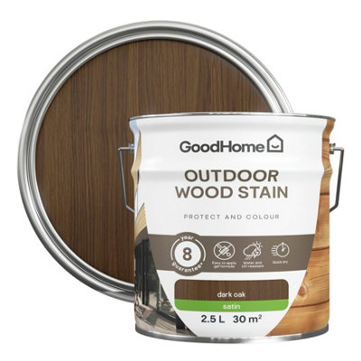 Goodhome Outdoor Dark Oak Satin Quick Dry Wood Stain, 2.5L