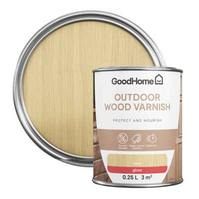 Goodhome Outdoor Clear Gloss Wood Varnish, 250Ml