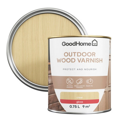 Goodhome Outdoor Clear Gloss Wood Varnish, 750Ml