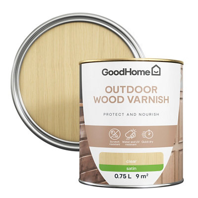 Goodhome Outdoor Clear Satin Wood Varnish, 750Ml
