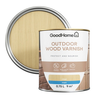 Goodhome Outdoor Clear Matt Wood Varnish, 750Ml