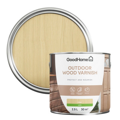 Goodhome Outdoor Clear Satin Wood Varnish, 2.5L