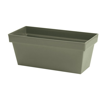 Verve Nurgul 25L Deep Lichen Green Plastic Rectangular Trough (H)23.6Cm (W)58.7Cm (D)26.4Cm