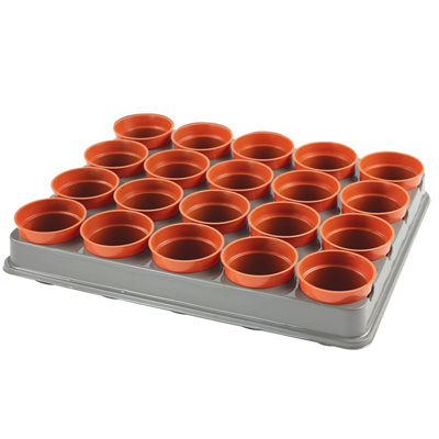 Verve Black & Terracotta Pot & Tray (L)38Cm, Set