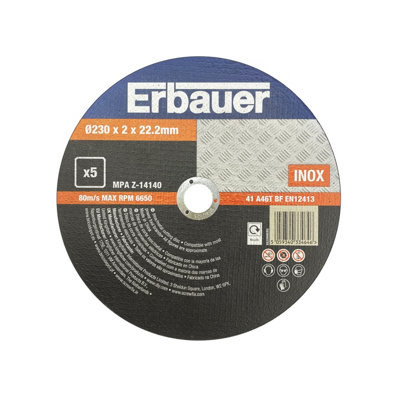 Erbauer T41 Cutting Disc 230Mm X 1.9Mm X 22.2Mm, Pack Of 5