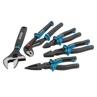 Erbauer 5 Piece Chrome Vanadium Steel Pliers Set E_pl10 Ergonomic Soft-Grip Grip