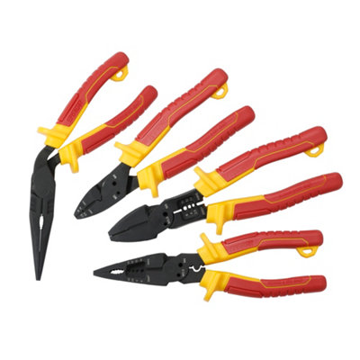 Erbauer 4 Piece Chrome Vanadium Steel Vde Pliers Set E_pl11 Ergonomic Soft-Grip Grip