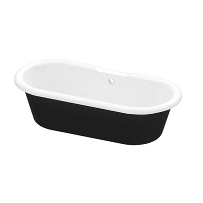 Goodhome Emba Matt Black Acrylic Freestanding Roll-Top Double Ended Bath (L)1700Mm (W)800Mm