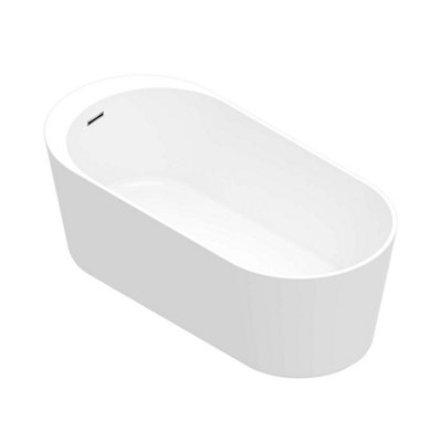Goodhome Huron Gloss White Acrylic Freestanding Oval Double Ended Bath (L)1800Mm (W)800Mm