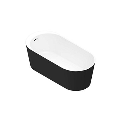 Goodhome Huron Matt Black Acrylic Oval Freestanding Bath (L)1700Mm (W)750Mm