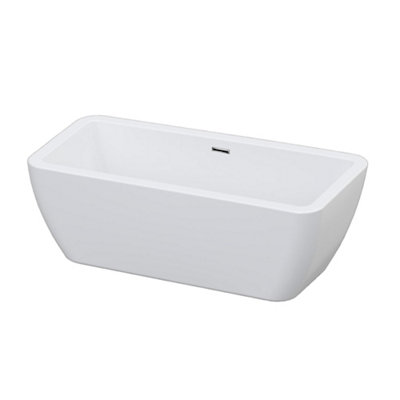 Goodhome Merkys Gloss White Acrylic Freestanding Rectangular Double Ended Bath (L)1700Mm (W)750Mm