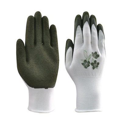 Verve Latex White/Green Gardening Gloves Small, Pair