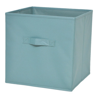 Goodhome Mixxit Light Green Cardboard, Polyester (Pes) & Polypropylene (Pp) Foldable Storage Basket (H)31Cm (W)31Cm