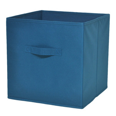 Goodhome Mixxit Blue Cardboard, Polyester (Pes) & Polypropylene (Pp) Foldable Storage Basket (H)31Cm (W)31Cm