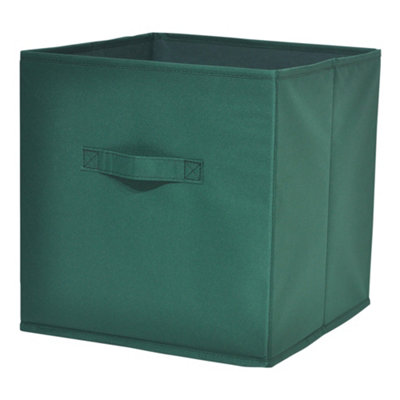 Goodhome Mixxit Dark Green Cardboard, Polyester (Pes) & Polypropylene (Pp) Foldable Storage Basket (H)31Cm (W)31Cm
