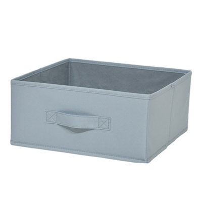 Goodhome Mixxit Light Grey Cardboard, Polyester (Pes) & Polypropylene (Pp) Foldable Storage Basket (H)14Cm (W)31Cm