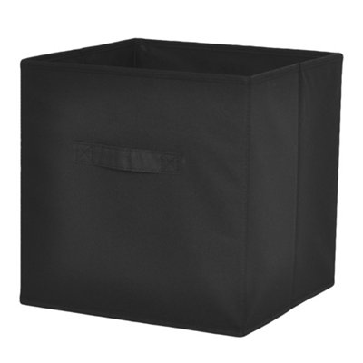 Goodhome Mixxit Black Cardboard, Polyester (Pes) & Polypropylene (Pp) Foldable Storage Basket (H)31Cm (W)31Cm