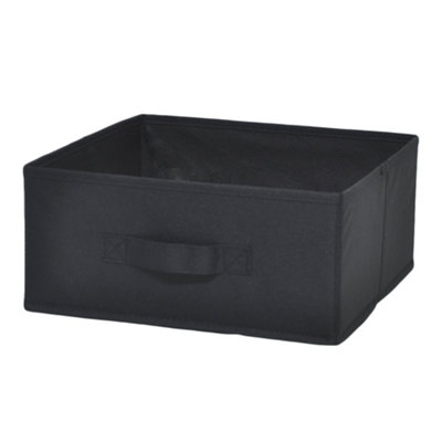 Goodhome Mixxit Black Cardboard, Polyester (Pes) & Polypropylene (Pp) Foldable Storage Basket (H)14Cm (W)31Cm