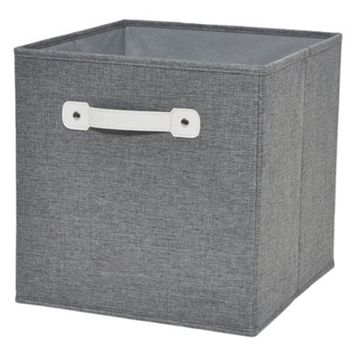 Goodhome Mixxit Grey Cardboard, Polyester (Pes) & Polypropylene (Pp) Storage Basket (H)31Cm (W)31Cm