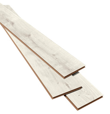 Goodhome Rowley Light Grey Wood Effect Laminate Flooring Sample