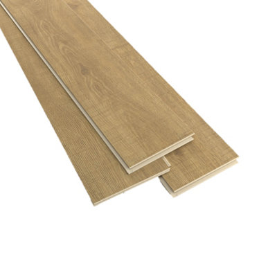 Goodhome Maldon Xl Wide Dark Natural Oak Effect Embossed Laminate Flooring Sample