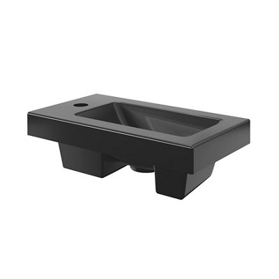 Goodhome Nira Matt Black Rectangular Cloakroom Basin (W)44.4Cm