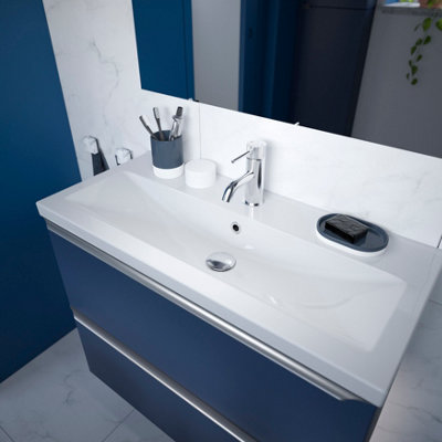 Goodhome Nira Gloss White Rectangular Vanity Basin (W)80Cm