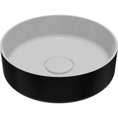Goodhome Apanas Matt Black & White Round Counter Top Basin (W)38Cm