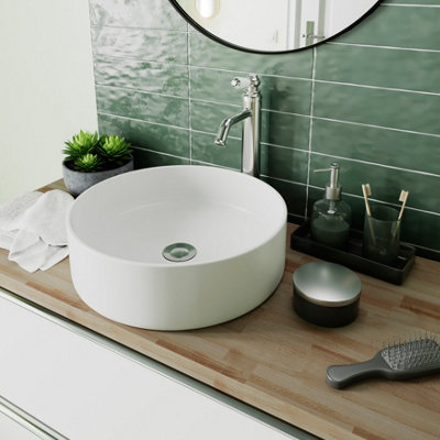 Goodhome Samal Matt White Round Counter Top Basin