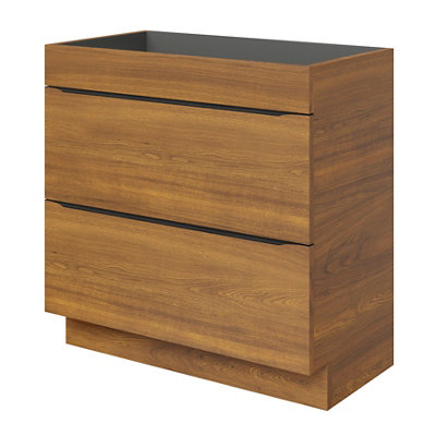 Goodhome Imandra Matt Walnut Effect Freestanding Bathroom Cabinet (H) 820Mm (W) 800Mm