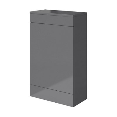 Goodhome Imandra Gloss Grey Modern Freestanding Toilet Cabinet (H)840Mm X (W)500Mm