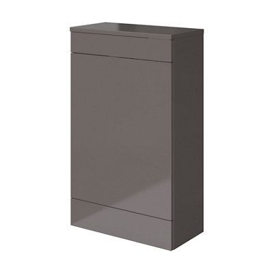 Goodhome Imandra Gloss Warm Grey Modern Freestanding Toilet Cabinet (H)840Mm X (W)500Mm