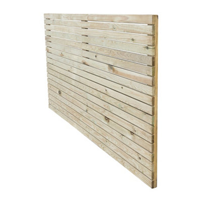 Goodhome Venetian Contemporary Double Sided Pressure Treated 3Ft Green Wooden Fence Panel (W)1.8M (H)0.9M