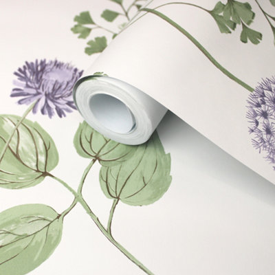 Goodhome Amber Cream Floral Smooth Wallpaper
