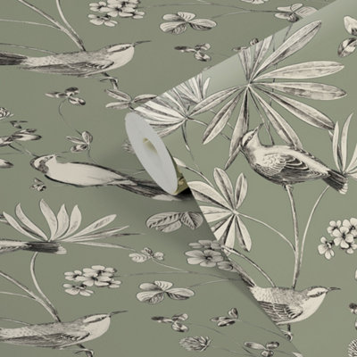 Goodhome Osum Sage Nature Textured Wallpaper