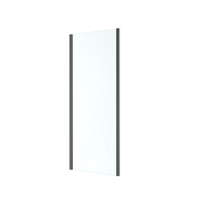 Goodhome Ledava Framed Black Clear Glass Fixed Corner Side Shower Panel (H)195Cm (W)90Cm
