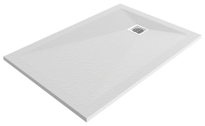 Goodhome Douro Matt White Rectangular Reversible Drainer Shower Tray (L)1200Mm (W)800Mm (H) 30Mm
