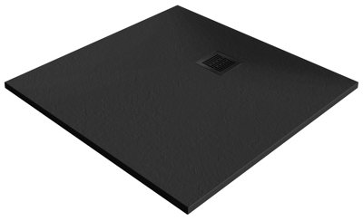 Goodhome Douro Matt Black Square Reversible Drainer Shower Tray (L)800Mm (W)800Mm (H) 30Mm