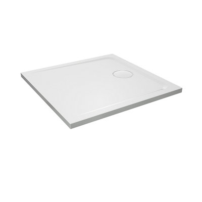 Goodhome Teesta White Square End Drain Shower Tray (L)900Mm (W)900Mm (H) 27Mm