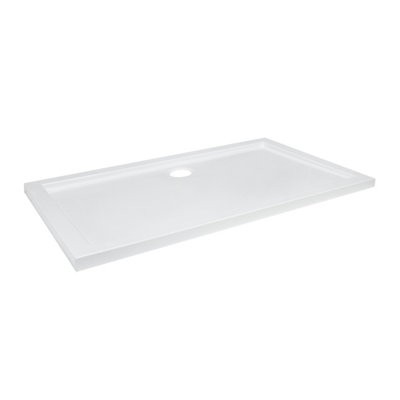 Goodhome Vorma Gloss White Rectangular Centre Drain Shower Tray (L)760Mm (W)1200Mm (H) 40Mm