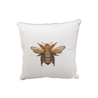 B&Q Bee Multicolour Beaded Embroidered Effect Indoor Cushion, (L)40Cm X (W)45Cm