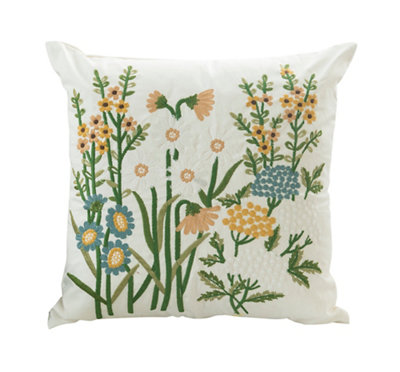 Goodhome Denman Embroidered Effect Indoor Cushion, (L)43Cm X (W)43Cm