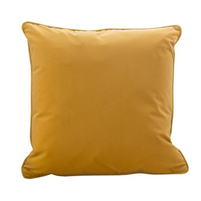 Goodhome Valgreta Yellow Square Velvet Effect Indoor Cushion, (L)43Cm X (W)43Cm