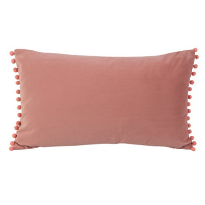 Goodhome Valgreta Pink Rectangular Velvet Effect Indoor Cushion, (L)30Cm X (W)50Cm