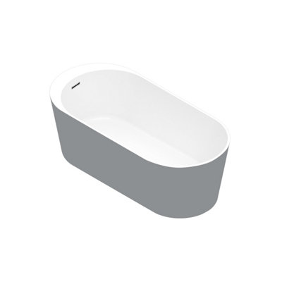 Goodhome Huron Matt Grey Acrylic Freestanding Oval Single Ended Bath (L)1700Mm (W)800Mm