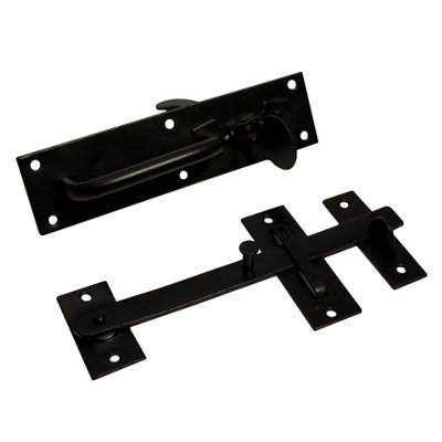 Blooma Suffolk Black Steel Gate Latch, (L)45Mm