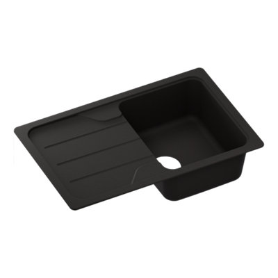 Goodhome Fatali Black Composite Quartz 1 Bowl Sink & Drainer 500Mm X 780Mm