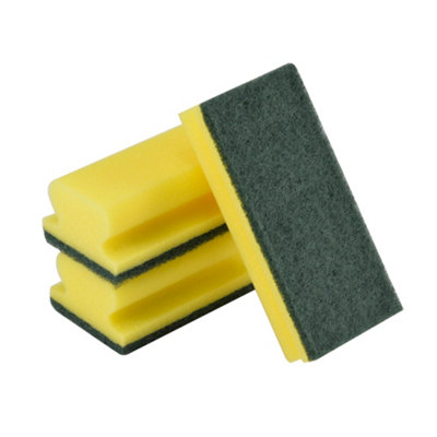 B&Q Yellow Synthetic Sponge Scourer, Pack Of 3