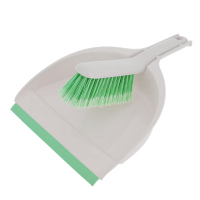B&Q White & Green Dustpan & Brush Set, (W)230Mm