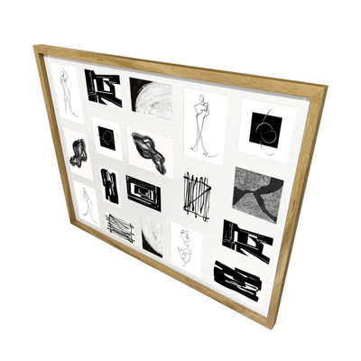Goodhome Matt Oak Effect Plain Multi Picture Frame (H)85.6Cm X (W)65.6Cm